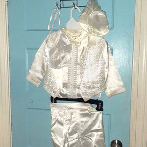 TODDLER'S SATIN IVORY CHRISTENING OUTFIT - 4T